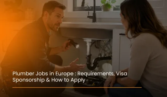 Plumber installing pipes on a construction site – plumber jobs in Europe