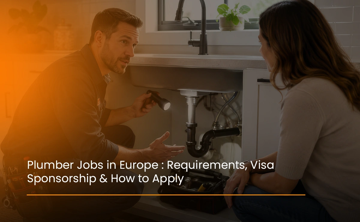 Plumber installing pipes on a construction site – plumber jobs in Europe